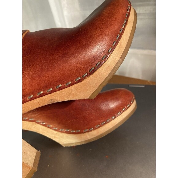 Classic Clogs Rust 3” Heel Wooden Swedish Hasbeens Sandals Womens US 8 EU 39 - Picture 5 of 14